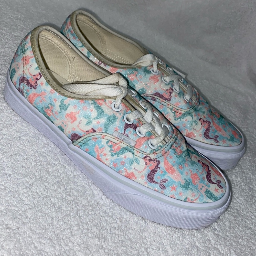 Vans Sneakers Mermaid Print Pastel Ice Flow Glitter Shoes Womens 6.5